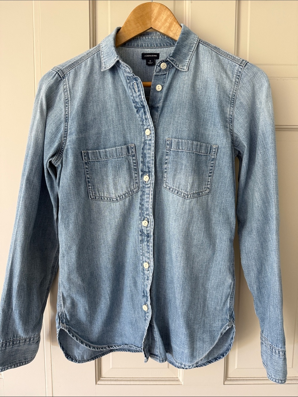 J Crew Light Blue Denim Shirt -size 0